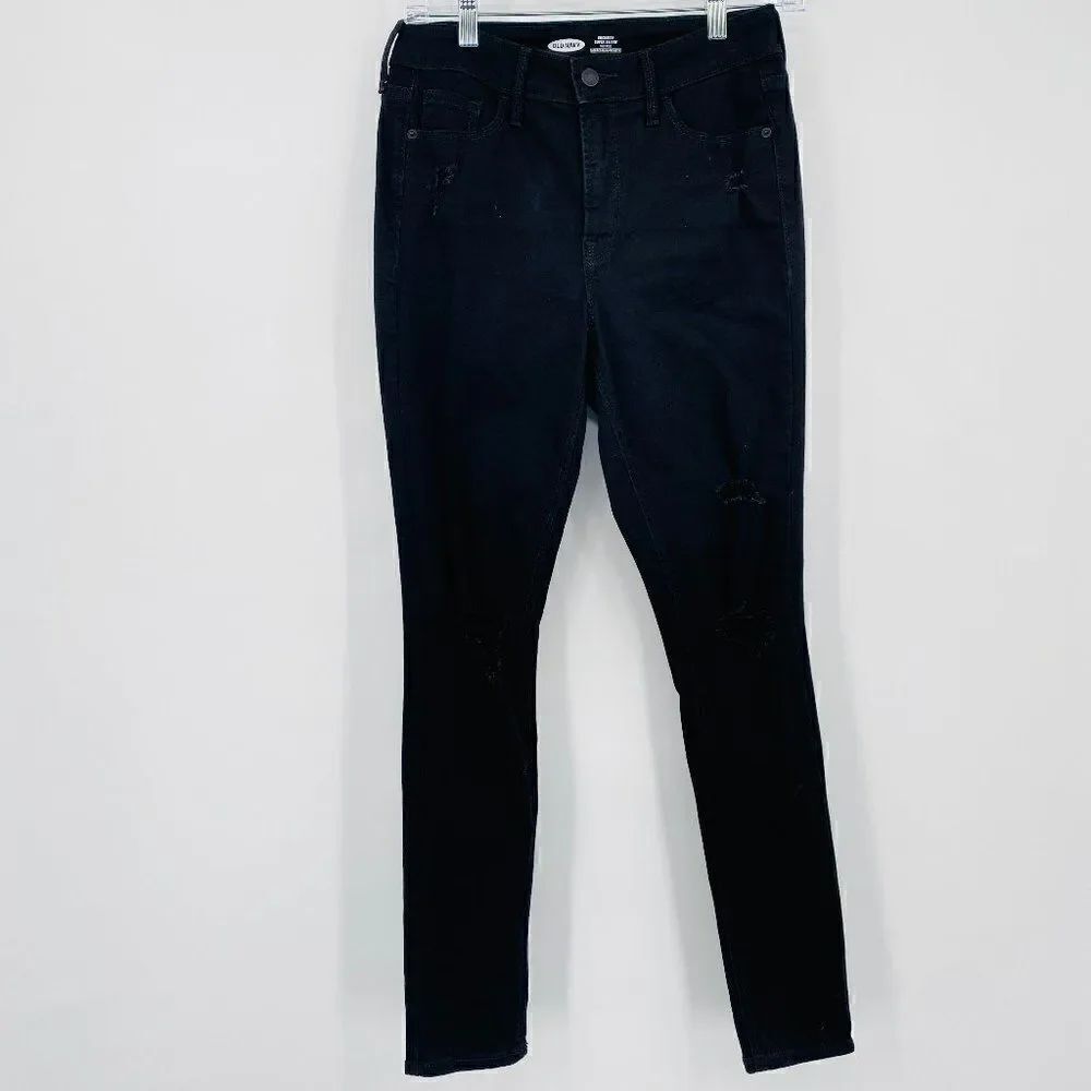 Old Navy Size 4 Black Distressed Rockstar Super Skinny High Rise Jeans